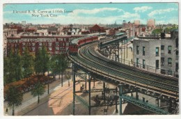 Elevated R.R. Curve At 110th Street, New York City - Transport