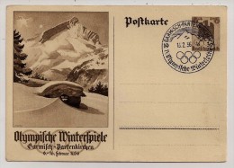 Deutsches Reich, Winter Games, Garmisch-Partenkirchen, Postcard, Special Cancellation, 13-2-36 - Hiver 1936: Garmisch-Partenkirchen