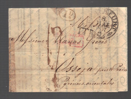 ALLEMAGNE Marque Postale Taxée De 1837 Frankfurt Pour Osseja France - Prefilatelia