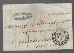 ALLEMAGNE Marque Postale Taxée De 1853 Frankfurt Pour Charleville France - Préphilatélie