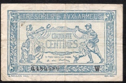 FRANCE TRESORERIE AUX ARMEES 50 CENTIMES 1919  W   FINE - 1917-1919 Tesoreria Delle Armate