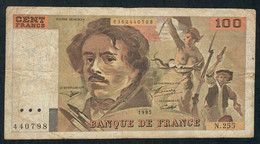 FRANCE P154g 100 FRANCS  1993 DELACROIX Alphabet 255  FINE - 100 F 1978-1995 ''Delacroix''