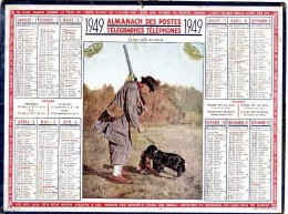 LE BON CHIEN DE CHASSE  CALENDRIER ORIGINAL 1949  FEUILLET DPT 37 - Grand Format : 1941-60