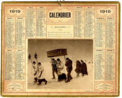 SCENE D HIVER  CALENDRIER ORIGINAL 1919   BELLE ILLUSTRATION   -  FEUILLET DPT 37 - Big : 1901-20