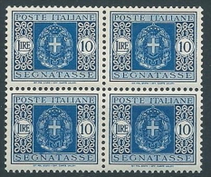 1934 REGNO SEGNATASSE 10 LIRE QUARTINA LUSSO MNH ** - C4-2 - Postage Due