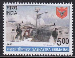 India MNH 2013,  Sashastra Seema Bal, (Emblem Eagle Snake) Defence, Army, Make Shift Tent, Eletricity Lamp, Energy, - Neufs