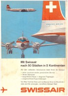 Original Werbung / Reklame - 1959 -  Swissair , Flugzeuge , Flugzeug ,  A4 Seite !!! - Advertisements