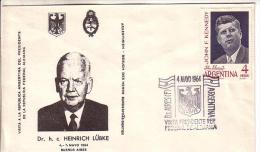 ARGENTINA Special Stamped Cover 1964 - Lubke Visit - Interi Postali