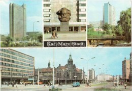Karl-Marx-Stadt - Chemnitz - Interhotel Kongress - Karl Marx Monument - Hochhaus Rosenhof - Germany - 1973 Gelaufen - Chemnitz (Karl-Marx-Stadt 1953-1990)