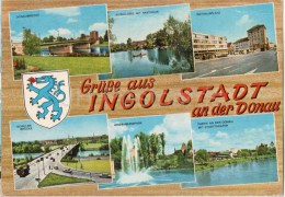 Grüsse Aus Ingolstadt An Der Donau - Donaubrücke - Auwaldsee - Rathausplatz - Hindenburgpark - Germany - 1977 Gelaufen - Ingolstadt