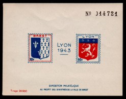 LYON 1943 - EXPOSITION PHILATELIQUE - BLOC SOUVENIR ** - Philatelic Fairs