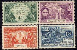 Wallis Et Futuna N° 66 / 69  X  Exposition Coloniale De Paris, Les 4 Valeurs Trace De Charnière Sinon TB - Unused Stamps