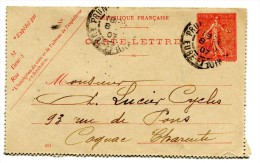 Entier Postal - Carte Lettre Yvert 129-CL1 - Date 611 - Semeuse Lignée - Cote 6.50 Euros - R 1724 - Letter Cards