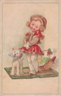 Carte Postale Illustrée MAUZAN Enfant Chien Cadeau Trèfle à Quatre Feuilles Costume De NOEL - Mauzan, L.A.