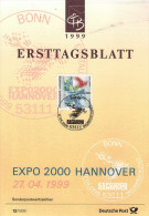 ALLEMAGNE  Carte  Notice 1er Jour  1999  Exposition Universelle A Hannovre L Homme Et La Nature - 2000 – Hannover (Alemania)