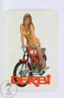 Vintage 1969 Small/ Pocket Calendar - Spanish Derbi Motorcicle Advertising - Sexy Blonde Lady In Bath Suit - Kleinformat : 1961-70