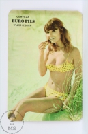 Vintage 1970 Small/ Pocket Calendar - Sexy Red Hair Girl In Bath Suit - Spanish Beer Advertising Euro Pils - Tamaño Pequeño : 1961-70