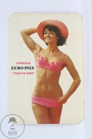 Vintage 1968 Small/ Pocket Calendar - Sexy Brunette Girl In Bath Suit - Spanish Beer Advertising Euro Pils - Tamaño Pequeño : 1961-70