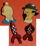 Rare Lot De 5 Pin's, TINTIN Tournesol DUPONDT+ 2 Fusées Différentes Dupont Dupond Hergé Moulinsart - Loten