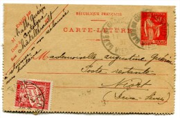 Entier Postal - Carte Lettre Yvert 283-CL1 - Paix 50 C Rouge - Cote 10 Euros - R 1768 - Cartes-lettres