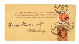 Great Britain - Postal History Rare Postal Stationery Wrapper London Foreign Branch To Sweden DB.315 - Storia Postale