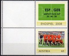 Europa-Champion Team Espana 2008 Österreich ZD 6 Im Kleinbogen ** 6€ Fussball-EM Hoja Hb M/s Soccer Se-tenant Bf Austria - Personnalized Stamps