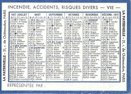 CALENDRIER 1937- LA PATERNELLE  RUE CHATEAUDUN PARIS- Mr VERNET - Kleinformat : 1921-40