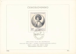 Czechoslovakia / First Day Sheet (1972/21c) Praha: Wenceslaus Hollar Bohemus (1607-1677) "Lady With Fur Hat" (1645) - Grabados