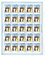 RWANDA  30éme ANNIVERSAIRE DE LA REVOLUTION 1989  -  PLANCHE ENTIERE DE 25 TIMBRES NEUF SANS TRACE DE CHARNIERES - Ungebraucht