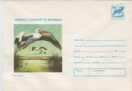 15324- BIRDS, PELICAN, DEER, COVER STATIONERY, 1977, ROMANIA - Pelicans