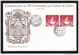 VII CENTENÁRIO DAS CORTES DE LEIRIA -- CACHET - EXPOSIÇÃO FILATÉLICA DE LEIRIA  - 3. 9.1954 - Postal Logo & Postmarks