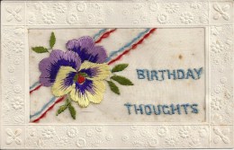 CPA Brodée - BIRTHDAY THOUGHTS - Ricamate