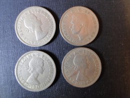 Grande Bretagne 4 Pièces De 2 Shillings 1948, 58, 61 Et 67 - J. 1 Florin / 2 Schillings