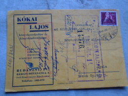 Hungary - Kókai Könyvkereskedés  Bp. -  Békés Vármegye Alispánja -   Handstamp -  PU  1948   D128834 - Cartas & Documentos