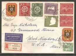 BERLIN   Scott # 9N 118-9 Etc On Mixed Franking Registered Airmail Cover To USA (4/6/56) - Brieven En Documenten