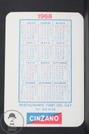 1960 Small/ Pocket Calendar - CInzano Advertising - Font Del Gat Catalonia - Tamaño Pequeño : 1961-70