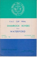 Official Football Programme SHAMROCK ROVERS - WATERFORD Irish Cup Final 1968 - Kleding, Souvenirs & Andere