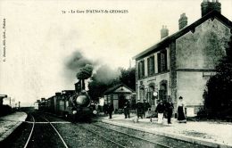 N°5400A -cpa La Gare D'Aunay St Georges (14) -SUPERBE- - Gares - Avec Trains