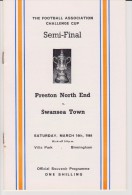 Official Football Programme PRESTON NORTH END - SWANSEA TOWN FA Cup Semi Final 1964 Villa Park Birmingham - Bekleidung, Souvenirs Und Sonstige