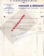 87 - ORADOUR SUR GLANE - FACTURE  MAMAUD & BRISSAUD - CARROSSERIE -1960 - 1950 - ...