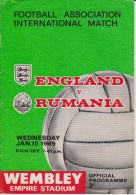 Official Football Programme ENGLAND - ROMANIA 1969 Qualifier At Wembley - Kleding, Souvenirs & Andere