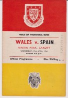 Official Football Programme WALES - SPAIN 1961 Qualifier At Cardiff  VERY RARE - Apparel, Souvenirs & Other