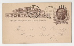 USA - 1886  ENTIRE From NEW TORK  - Lettering C & L Cancellations - ...-1900