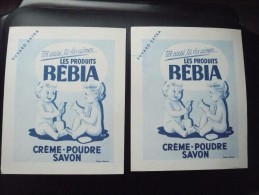 Lot 2 BuvardS Produits BEBIA Crème Poudre Savon.  Impression Bleu. Années 50. Très Bon Etat.  BEBES - Perfume & Beauty