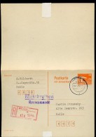 DDR P88 Postkarte Mit Antwort EINSCHREIBEN Halle 1990 - Postkarten - Gebraucht