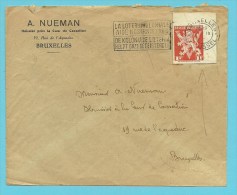 Brief Met Uit Entier Geknipte Zegel (Leeuw) Met Stempel BRUXELLES - Other & Unclassified