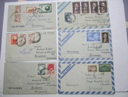1948/55,    6  Lettre Via Aerea A Alemanha - Briefe U. Dokumente
