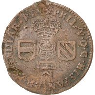 Monnaie, Pays-Bas Espagnols, NAMUR, Philip V Of Spain, 2 Liards, 1709, Namur - Otros & Sin Clasificación