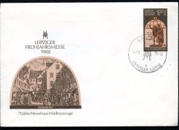 DDR U8 Umschlag AUERBACHS HOF Sost. Messe Leipzig 1988 - Enveloppes - Oblitérées