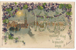 1906 - Meilleurs Voeux .Superbe Carte Gaufrée - 1er Avril - Poisson D'avril